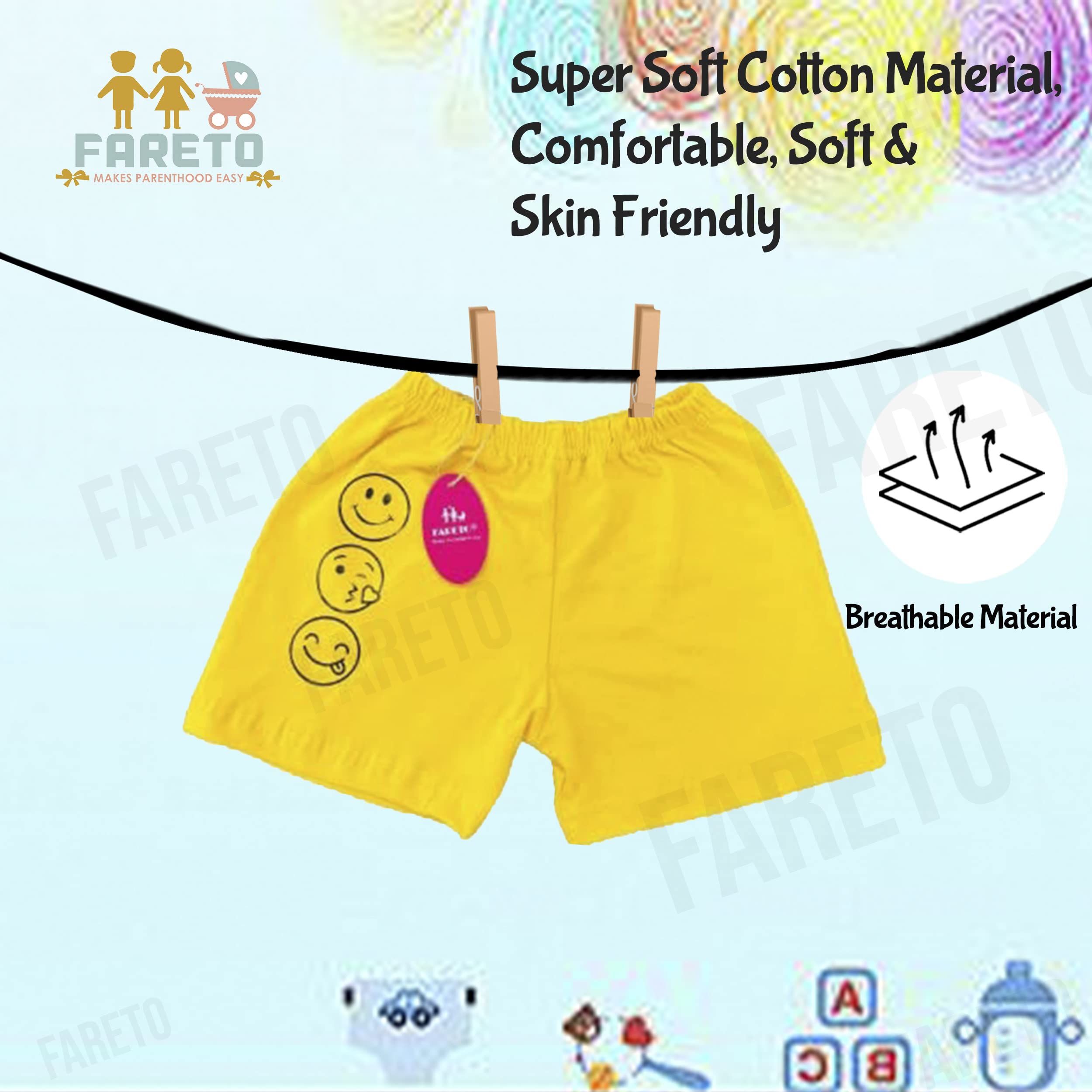 Fareto Baby's & Kid's Cotton Shorts(Pack of 5) (6-12 Months) 1