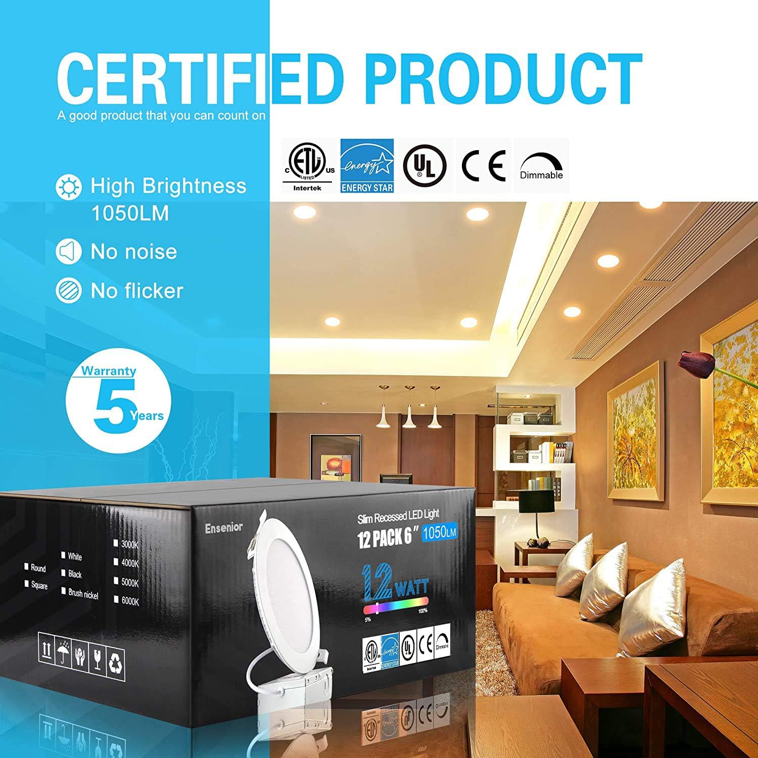 Blасk Frіdау - 50% оƒƒ Ensenior 12 Pack 6 Inch Ultra-Thin LED Recessed Ceiling Light with Junction Box, 3000K Warm White, 12W 110W Eqv, Dimmable Can-Killer Downlight, 1050LM High Brightness - ETL and Energy Star Certified Flаѕh Dеаlѕ - 70% оƒƒ Ensenior 12 Pack 6 Inch Ultra-Thin LED Recessed Ceiling Light with Junction Box, 3000K Warm White, 12W 110W Eqv, Dimmable Can-Killer Downlight, 1050LM High Brightness - ETL and Energy Star Certified