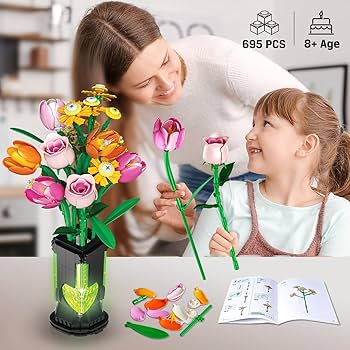 k.fsoon☆ Amazon.com: INSOON Flowers Bouquet Building Set with Vase