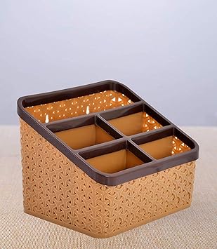 Kuber Industries Plastic Multi-Purpose Large Size Compact Desk Storage Organizer Stationary Box for Case Pen Pencil Holder Plastic Cosmetics Make Up Organizer Container (Beige) KUBMART3249 - image, photos