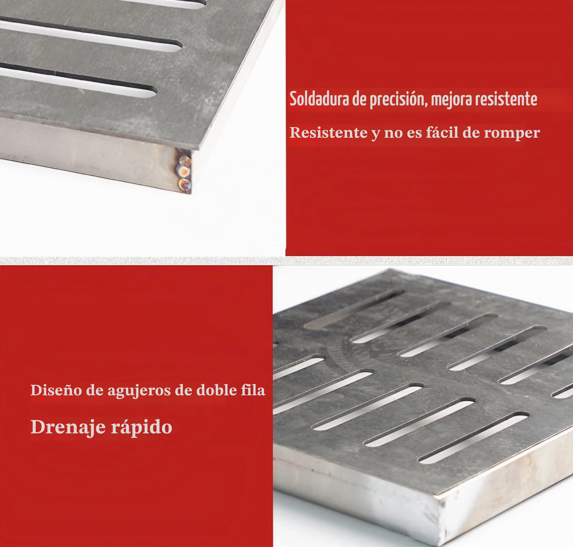 304 Inoxidable Tapa Desague Terraza, Rejilla Sumidero Piscina, Cubierta de Drenaje ai Aire Libre, Rectángulo Rejilla Canal, Rejilla de Alcantarillado para Terraza, Jardin, Piscina(10x10x2cm)