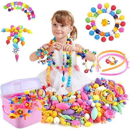 Amazon Jiudam 800個 おもちゃ ビーズ アクセサリーキット 手作り Diy ビーズ 材料 セット カラフルハンドメイド 子供のお誕生日 知育玩具 ビーズ 収納ケースも付い 女の子のおもちゃ ルーピング ビーズコースター おもちゃ