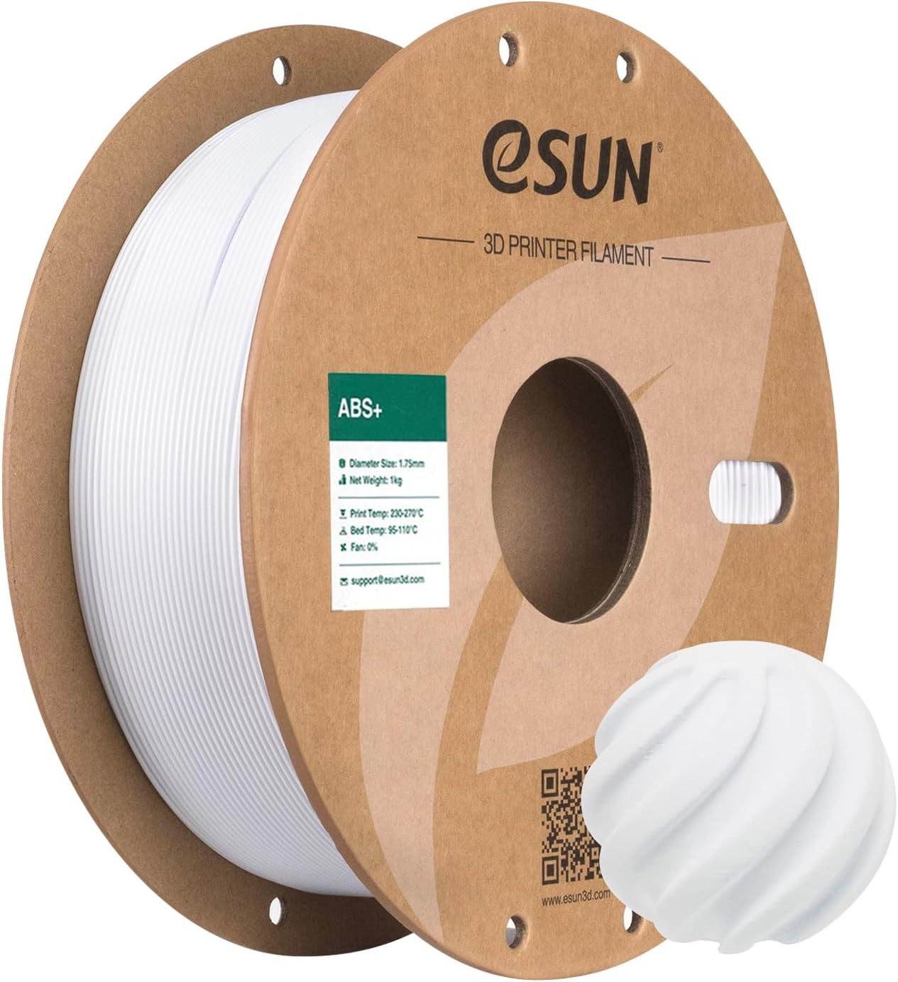 eSUN ABS+ Filament 1.75mm, 3D Printer Filament ABS Plus, Dimensional Accuracy +/- 0.05mm, 1KG Spool (2.2 LBS) 3D Printing Filament for 3D Printers, Cold White