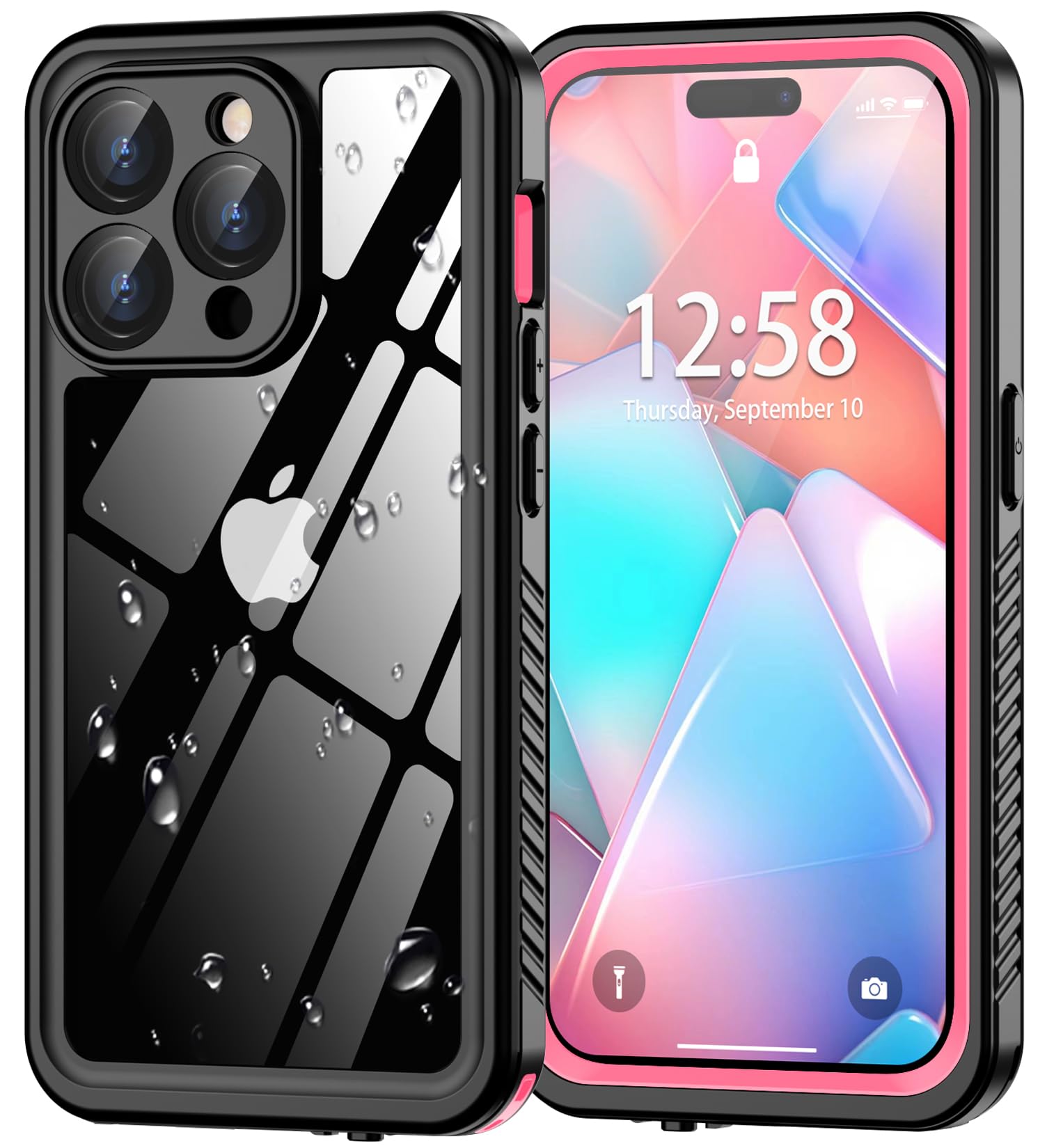 Oterkinfor iPhone 15 Pro Max Case Waterproof,iPhone 15 Pro Max Phone Case with Built-in Screen Protector [360°Full Body Sealed Protection][12FT Military Shockproof]Case for iPhone 15 Pro Max