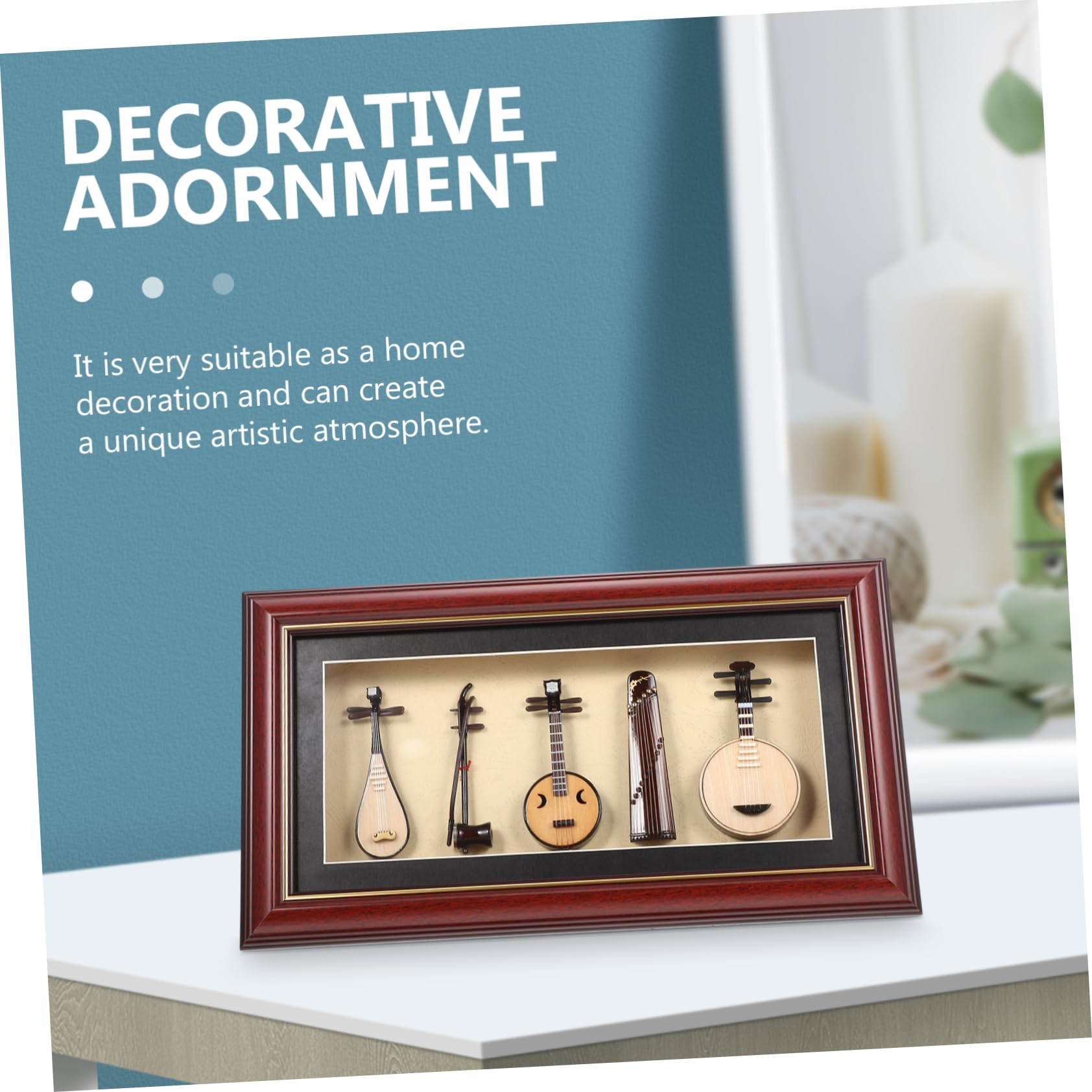 MAGICLULU Mini Riproduzione di Strumento Folk Decorativo 5 Pezzi Realistico | Set da Tavolo, Legno Plastico Pvc, Atmosfere Artistiche e Musicali, Hotel e Housewarming