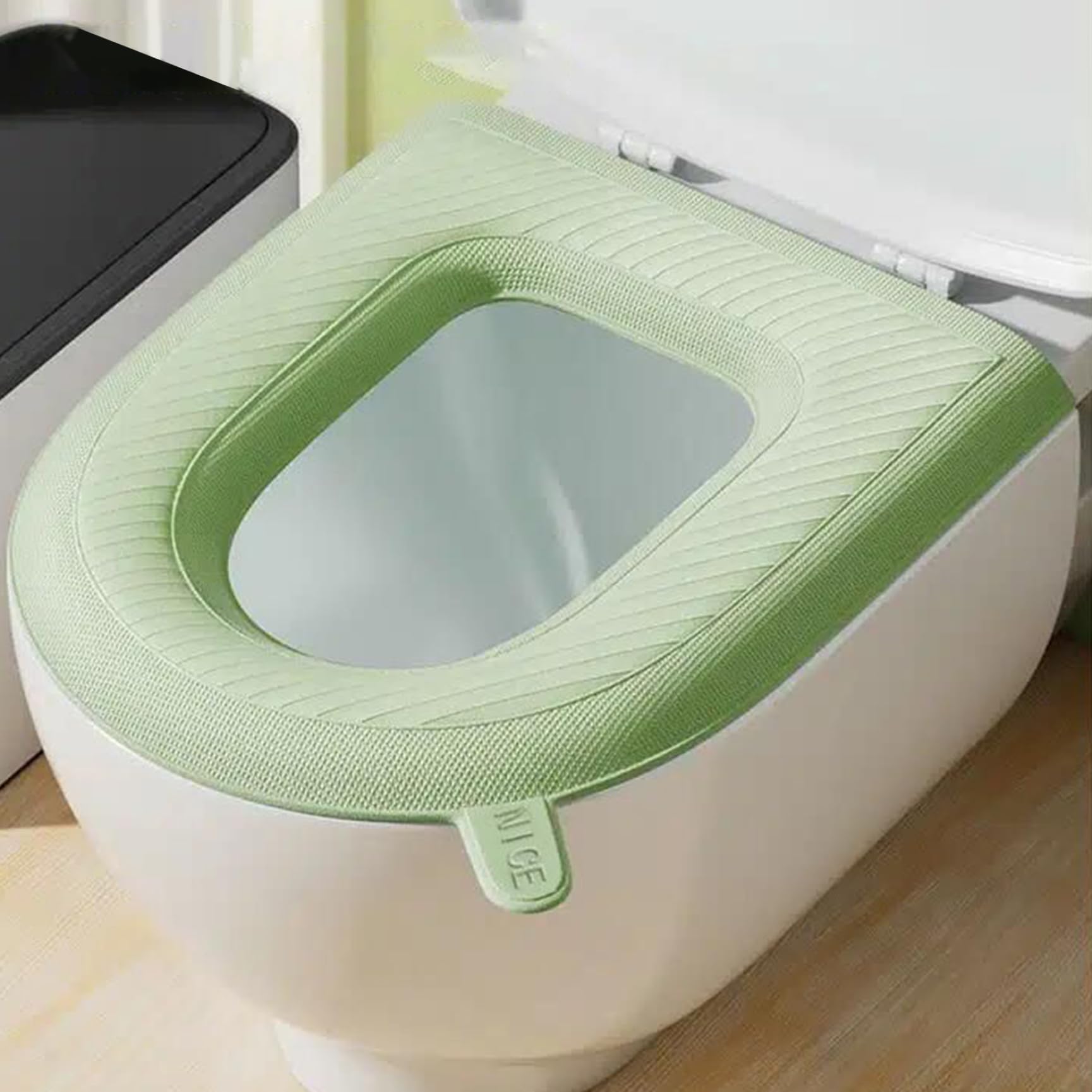 Cojín universal impermeable para asiento de inodoro, 4 piezas, funda de EVA gruesa con mango de elevación, suave y cómodo, almohadilla de asiento de inodoro de 15.4 x 16.9 pulgadas para uso doméstico