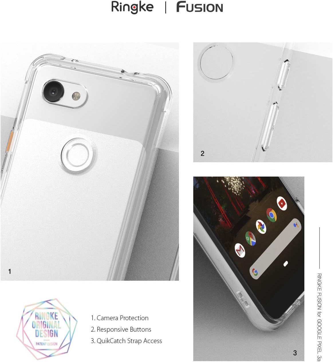 Ringke Fusion Designed for Google Pixel 3a Case Protective Cover 5.6" (2019) - Clear