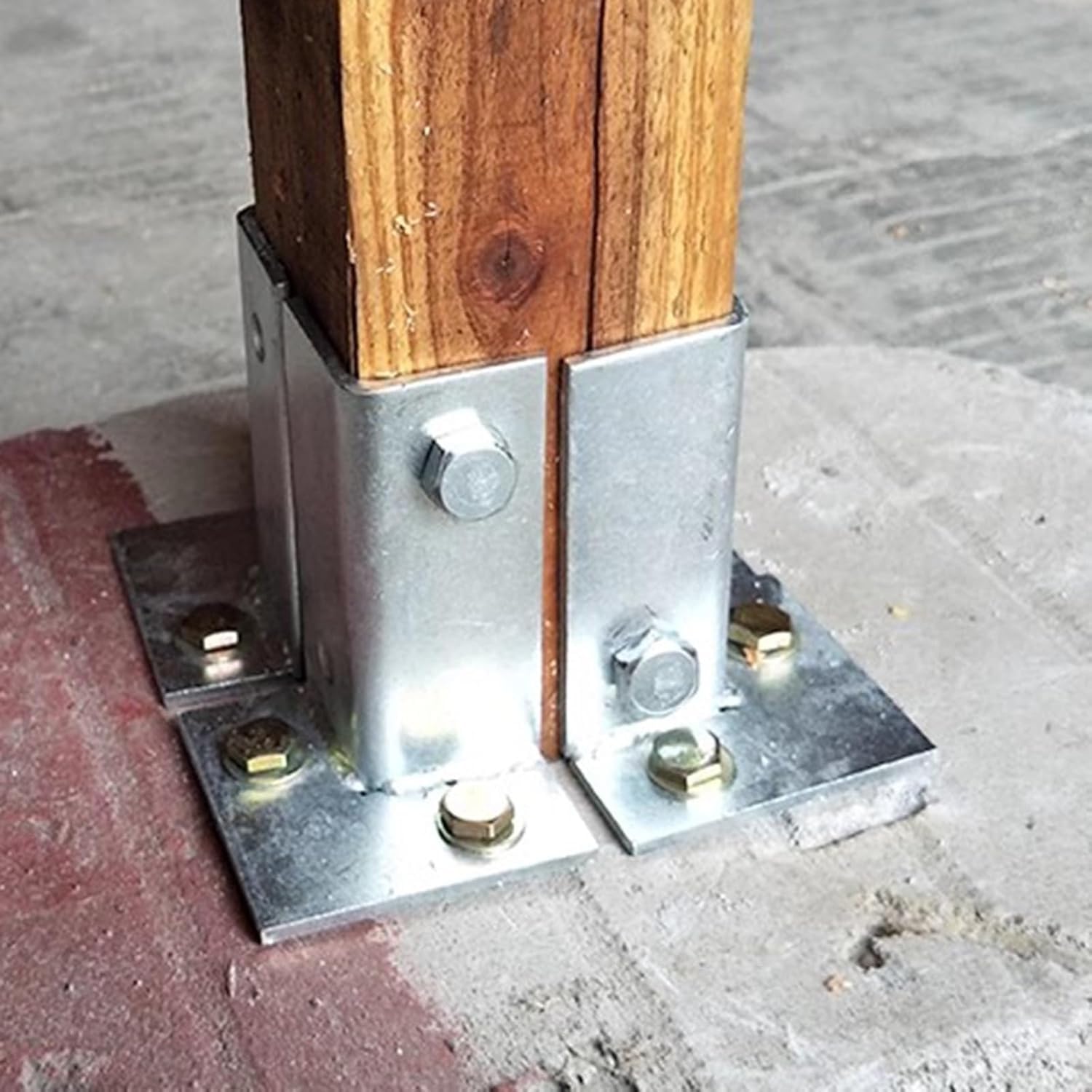 Base de anclaje de poste de valla atornillada resistente, soporte inoxidable para buzón de madera y instalación de valla de patio