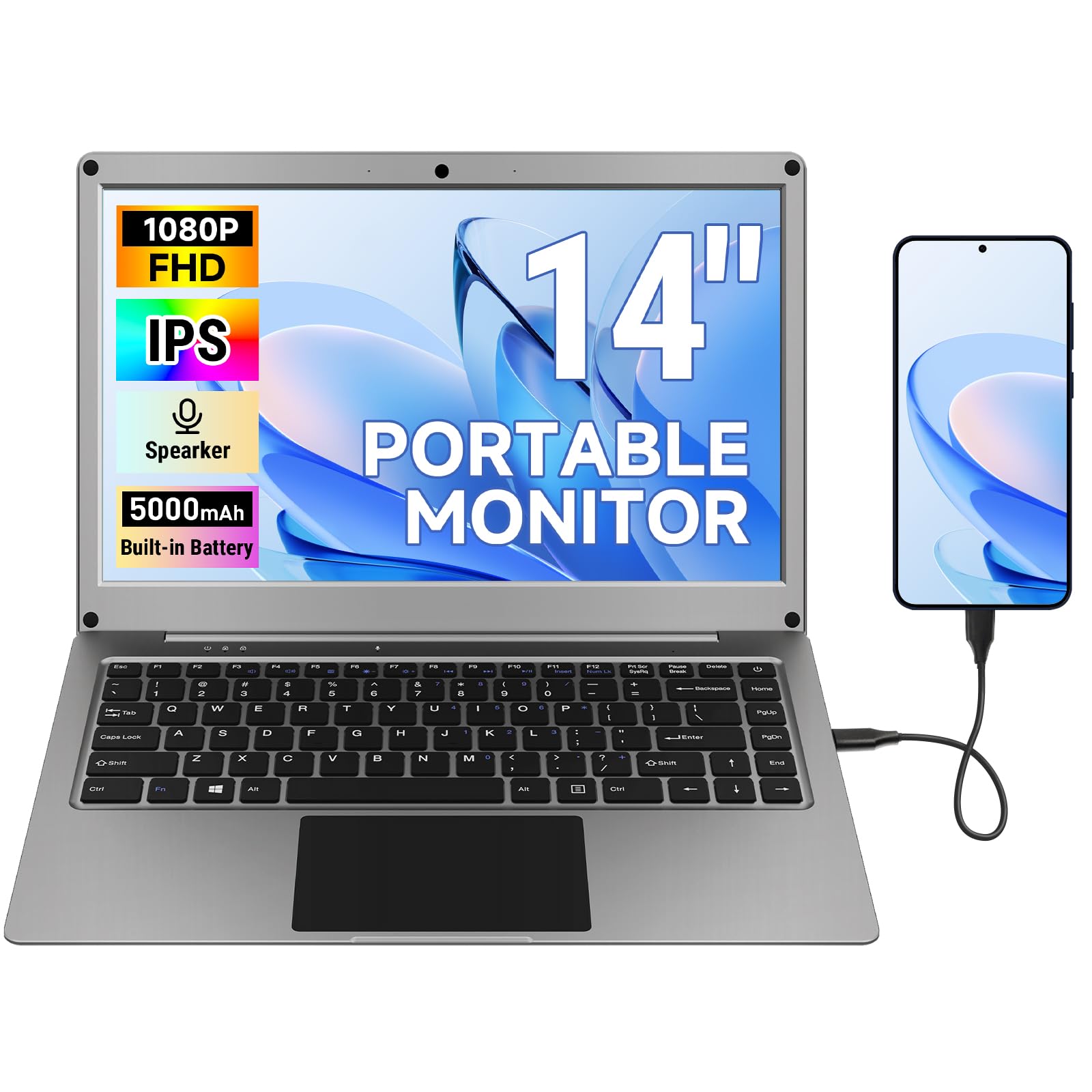 Amazon.com: Portable Monitor with Keyboard,14inch 1080P FHD