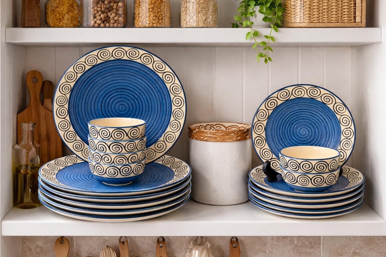VolCraft Handcrafted Blue Floral 18 Piece Ceramic Dinner Set 6
