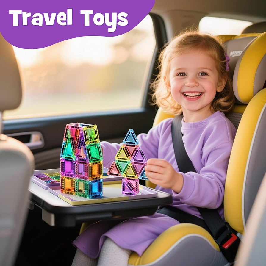 Amazon.com: MEIQ 42-Piece Mini Magnetic Tiles Travel Set with