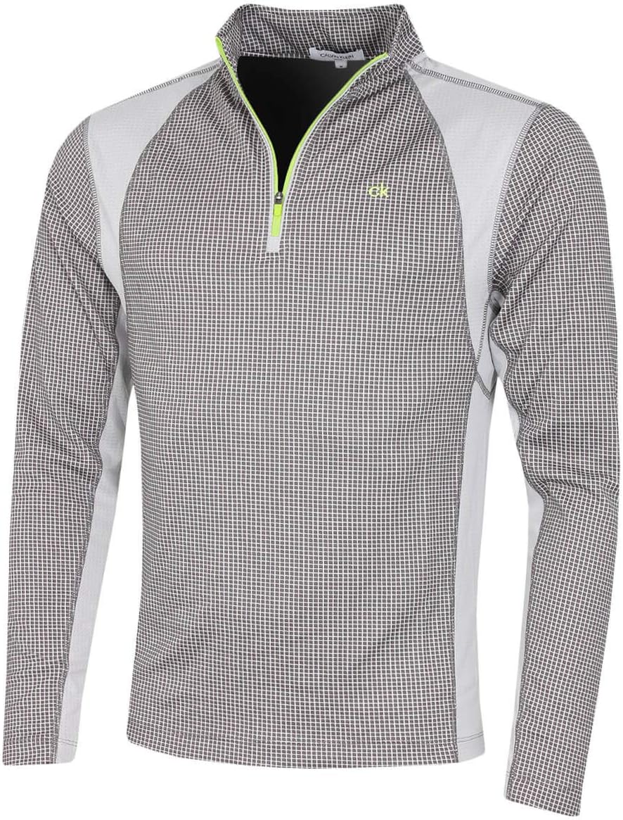 Calvin Klein Mens 2025 Micro Grid CK 1/2 Zip Mid Layer Baselayer