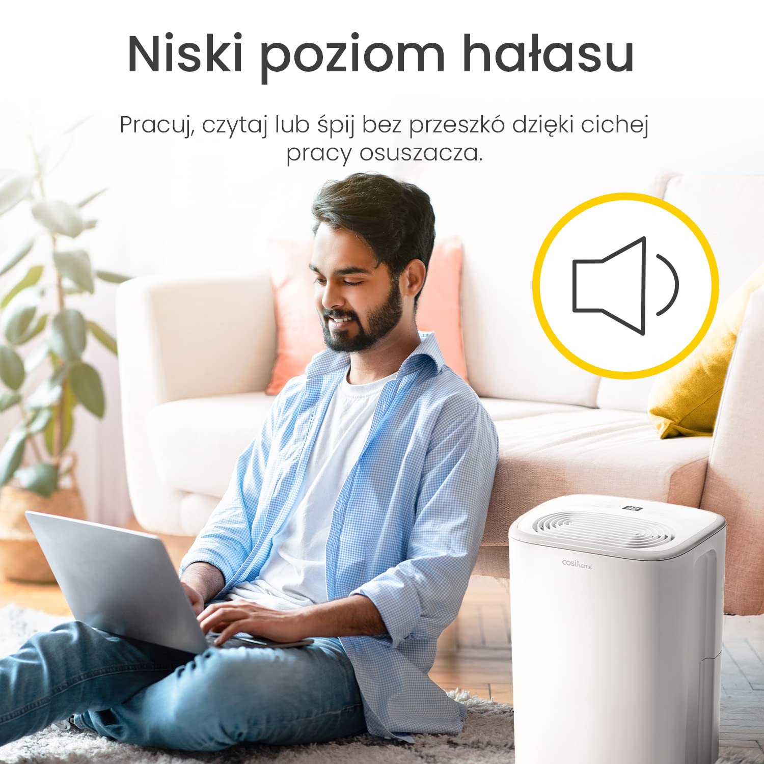 Osuszacz powietrza Cosi Home 12L/dobę - niskoenergetyczny osuszacz kompresorowy ze zbiornikiem na wodę o pojemności 2,5 l do usuwania wilgoci, pleśni i skroplin - do domu, kuchni, łazienki i biura