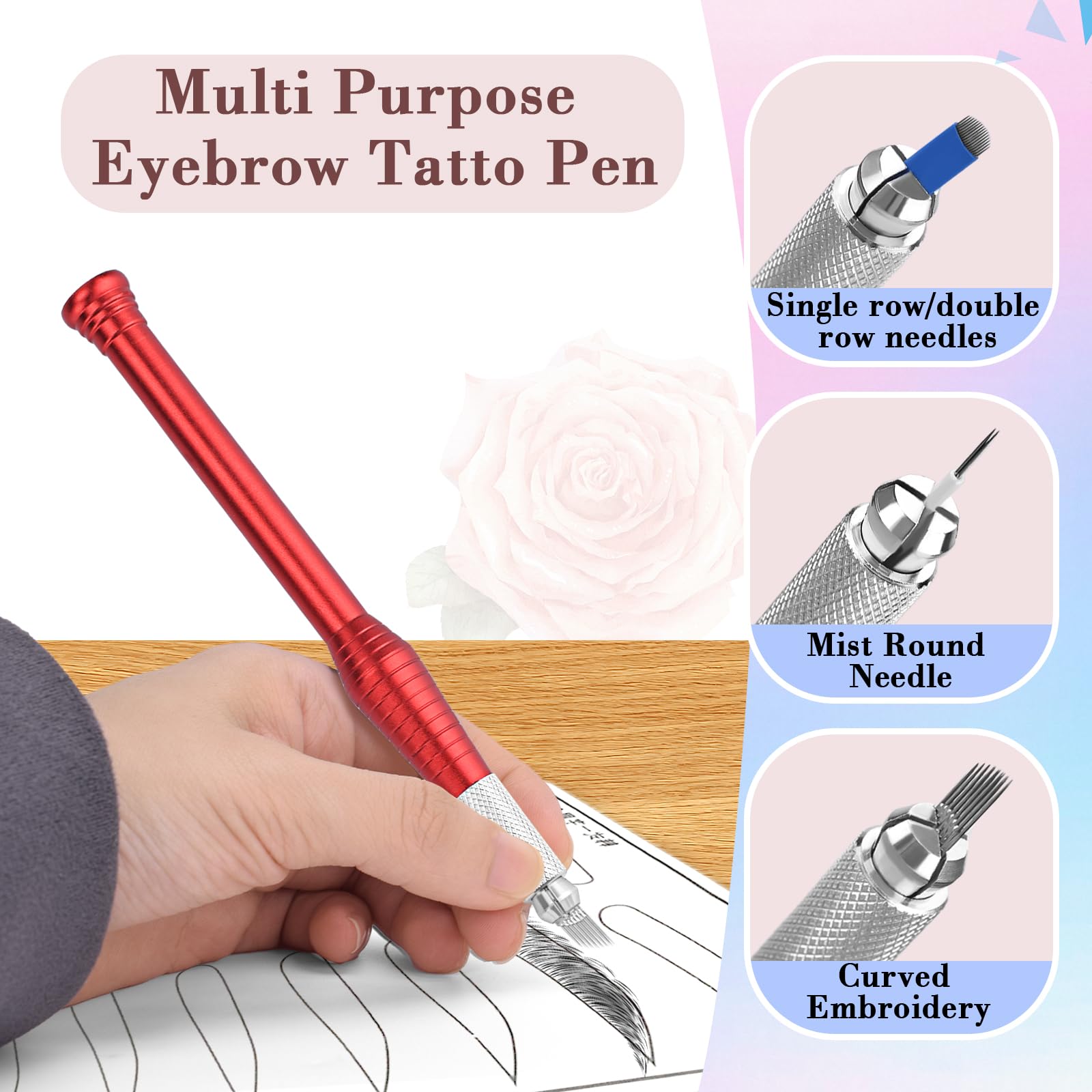 ATOMUS Microblading Kit Eyebrow Microblading Manual Tattoo Pen and Microblading Needle 7 Pin 12 Pin 14 Pin 18 Pin for Eyebrow Permanent Makeup