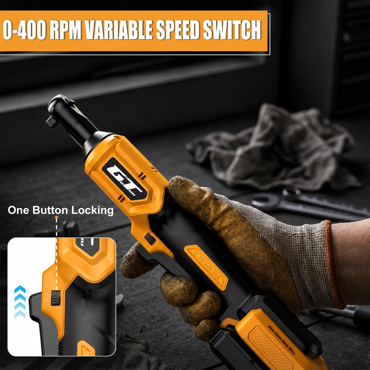 3/8" Cordless Ratchet Wrench for DEWALT 20V MAX Battery, 60 Ft-lbs Brushless Electric Ratchet Tool, Variable Speed 400 RPM, Includes 8 Sockets, 1/4" Adapter & 6" Extension Bar, TOOL ONLY
