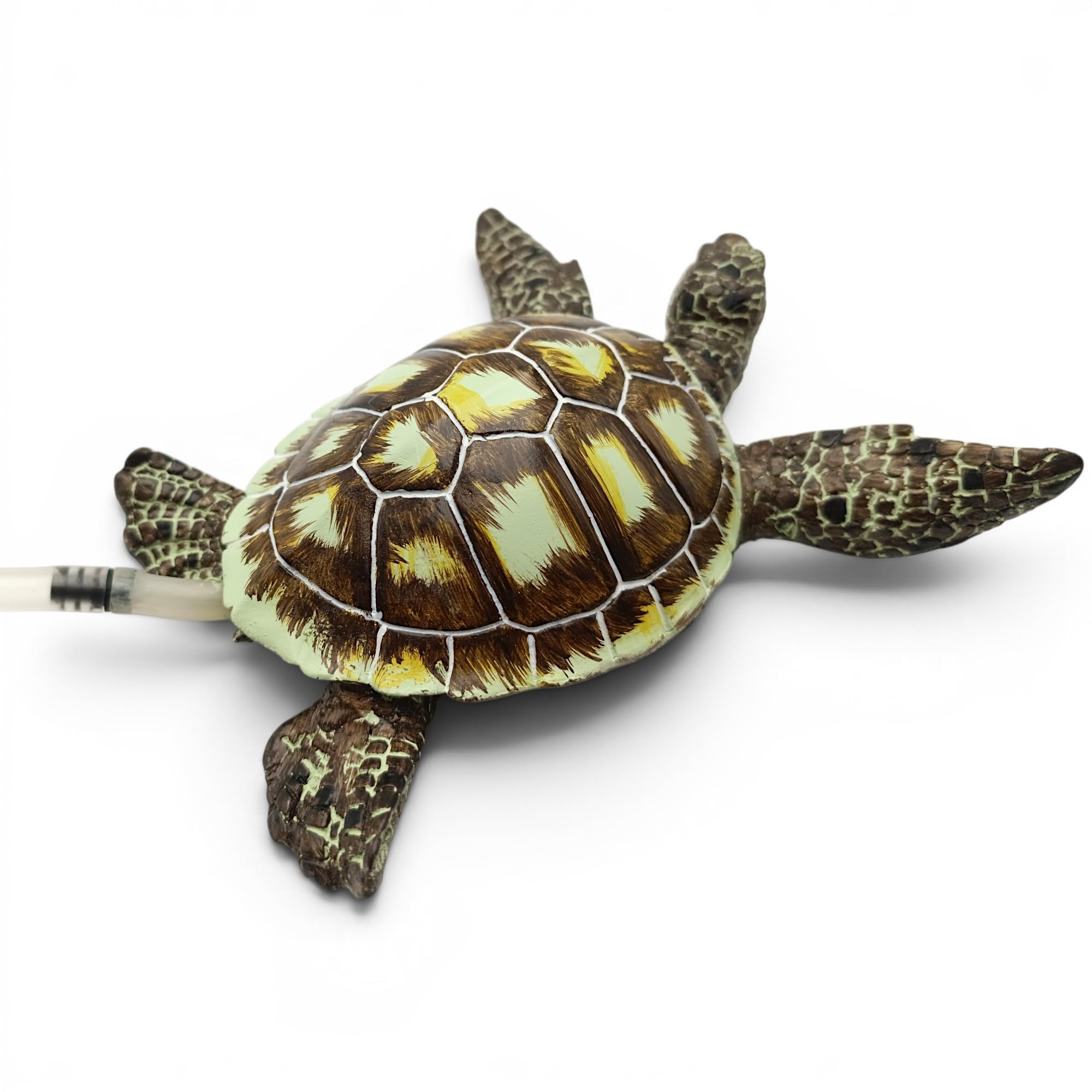 Wasserspeier Schildkröte schwimmend Solar Wasserspiel Teichdekoration Springbrunnen Teichfigur Gartendeko 20x21x6 cm