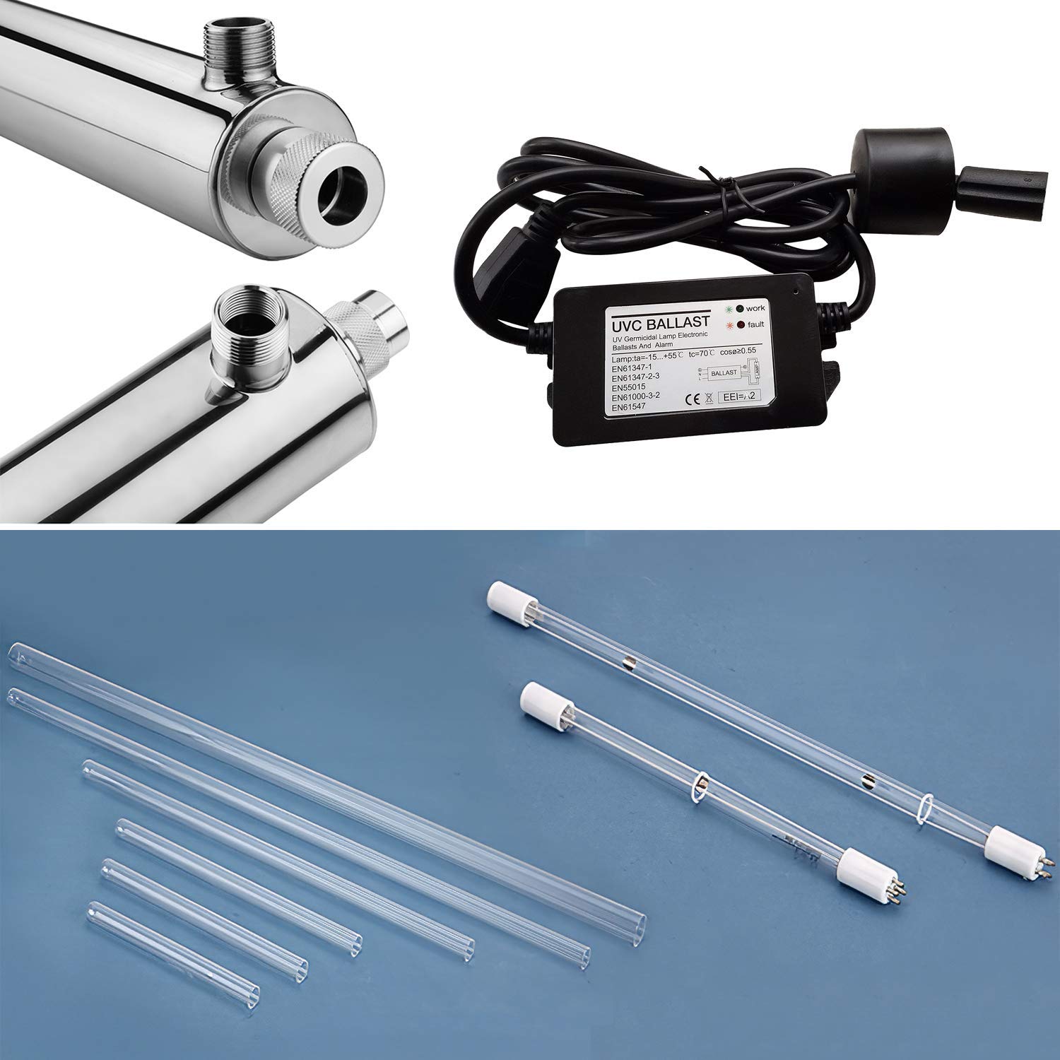 Esterilizador De Agua UV 25w Acero Inoxidable 304 Esterilizador Ultravioleta, Purificador De Agua Ultravioleta Filtro Esterilizador, Tasa De Esterilización 6gpm 99.99%