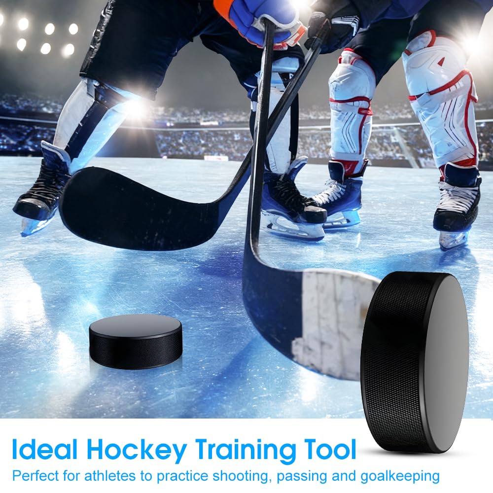 2 Pièces Pucks de Hockey de Pratique, Rondelles de Hockey sur Glace Palet en Caoutchouc Hockey en Plein Air pour Entraînement Classique Intérieur et Extérieur, 75 mm x 25 mm