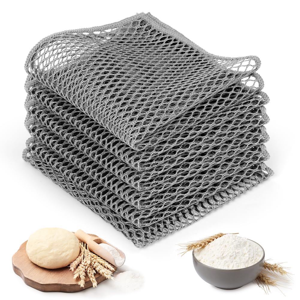 AYESY Dough Cleaning Cloth, Pack of 6, 30 x 30 cm Mesh Dish Cloth for Baking and Kitchen Cleaning, Non Scratch Reusable Dough Cleaning Cloths, Removes Dough Remains from Bowls and Surfaces