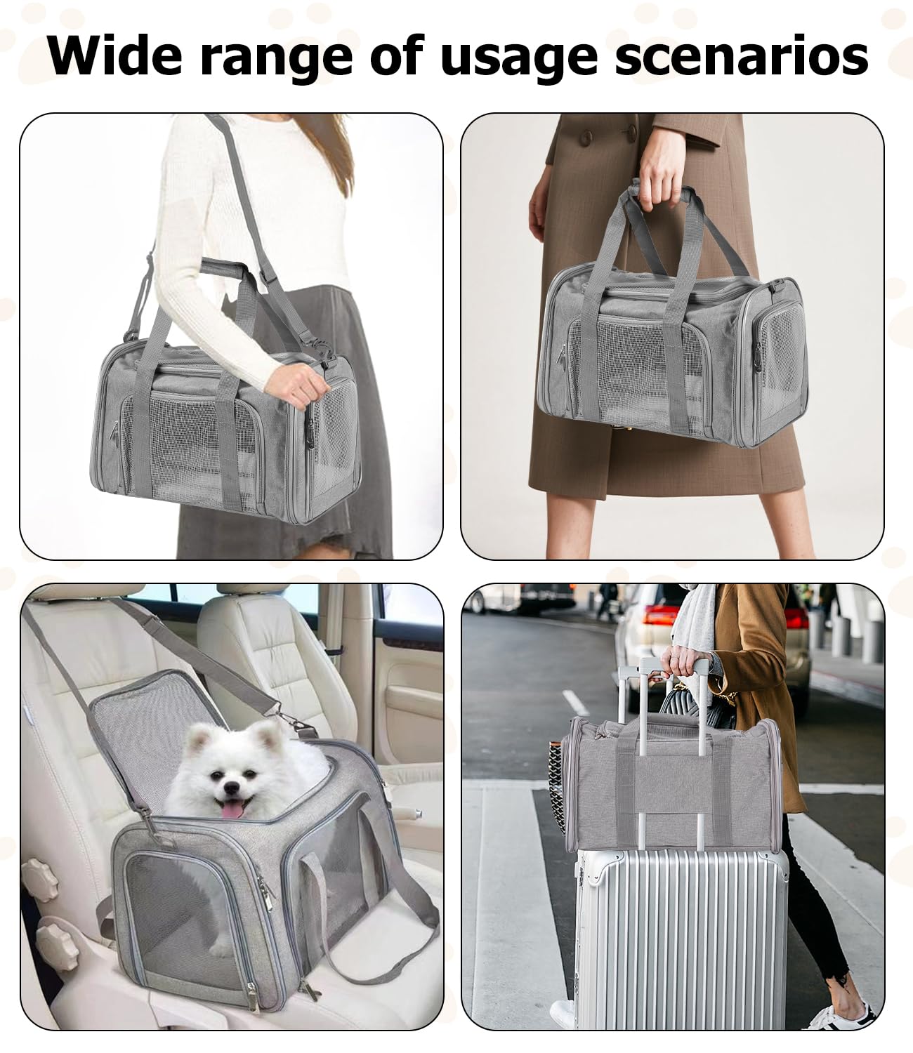 Transportbox für Katze und Hund, Faltbare Transporttasche, atmungsaktive Katzentransportbox, mit Schultergurt & waschbarem Kissen, 45x28x28cm, bis 13kg, geeignet für Auto/Flugzeug