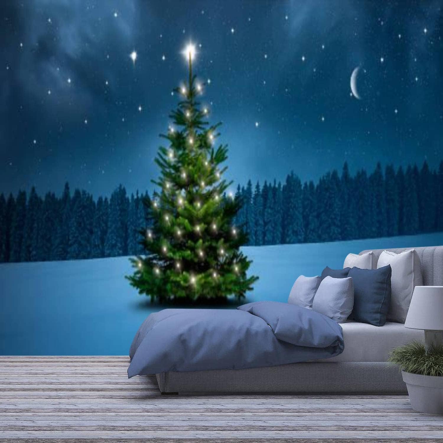 Carta Da Parati 3D Paesaggio Dell'Albero Di Natale Fotomurali Soggiorno Tv Divano Tema Hotel Sfondo Di Lusso Pittura Murale Decorazioni Per La Casa Peel And Stick Wall Art Poster Da Paret-213620089258