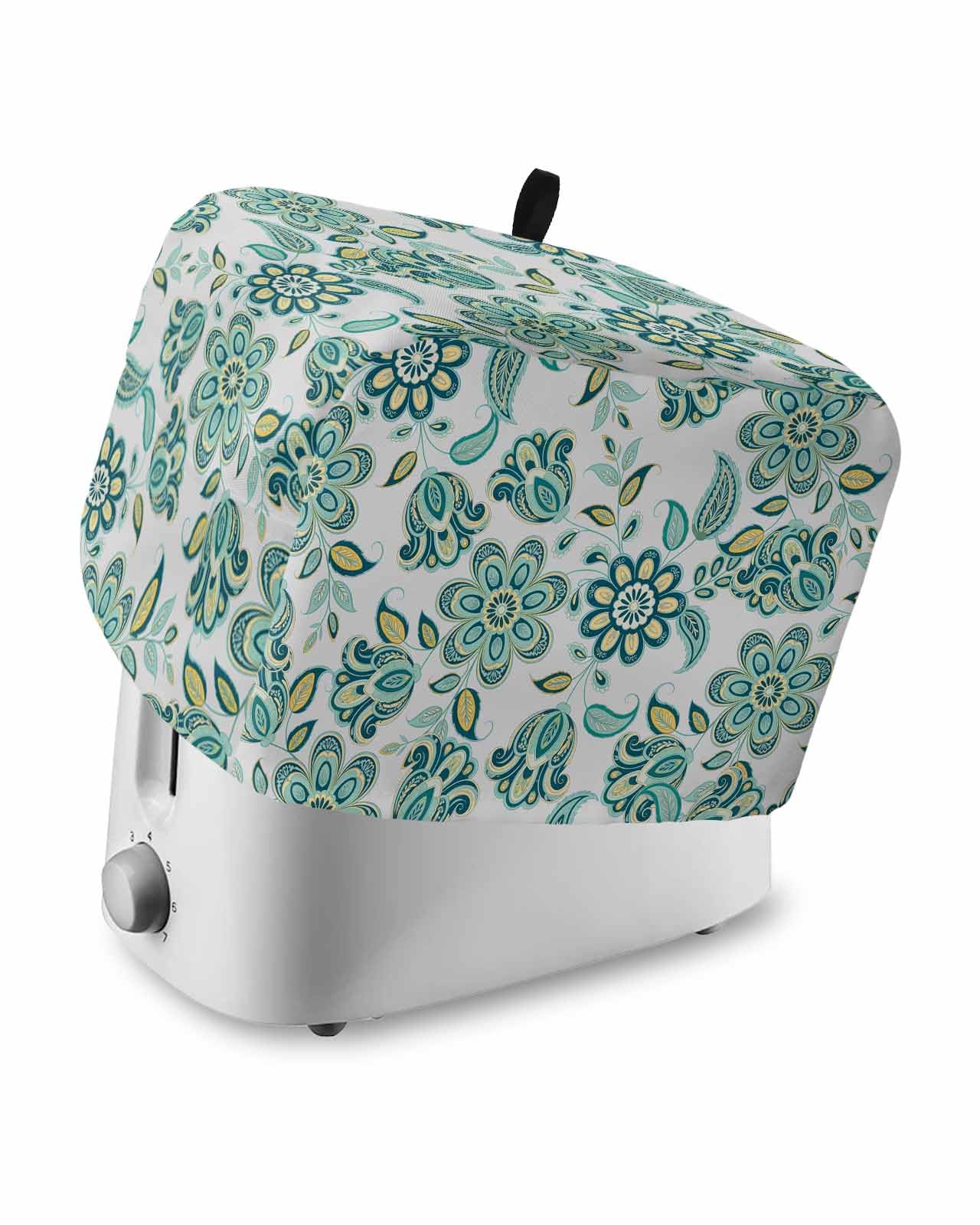 Abstract Toaster Cover 2 Slice, Retro Paisley Flower Art Bread Maker Dust Cover with Pockets for Kitchen Small Appliance 12x7.5x8in