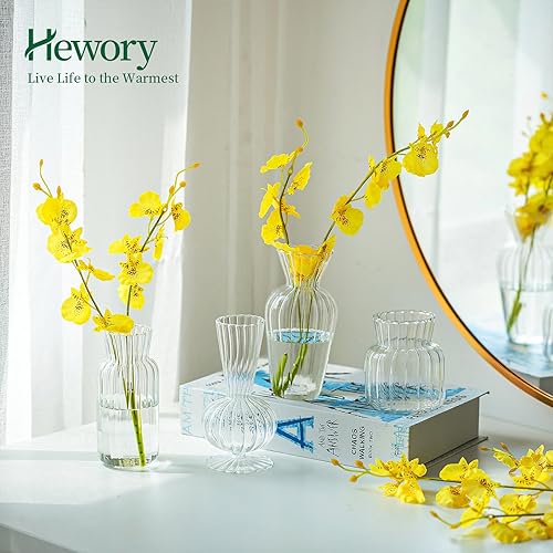 Miniatura 4 de Hewory - Mini jarrones de vidrio para centros de mesa, pequeños jarrones transparentes a granel, lindos jarrones de flores para bodas, decoración