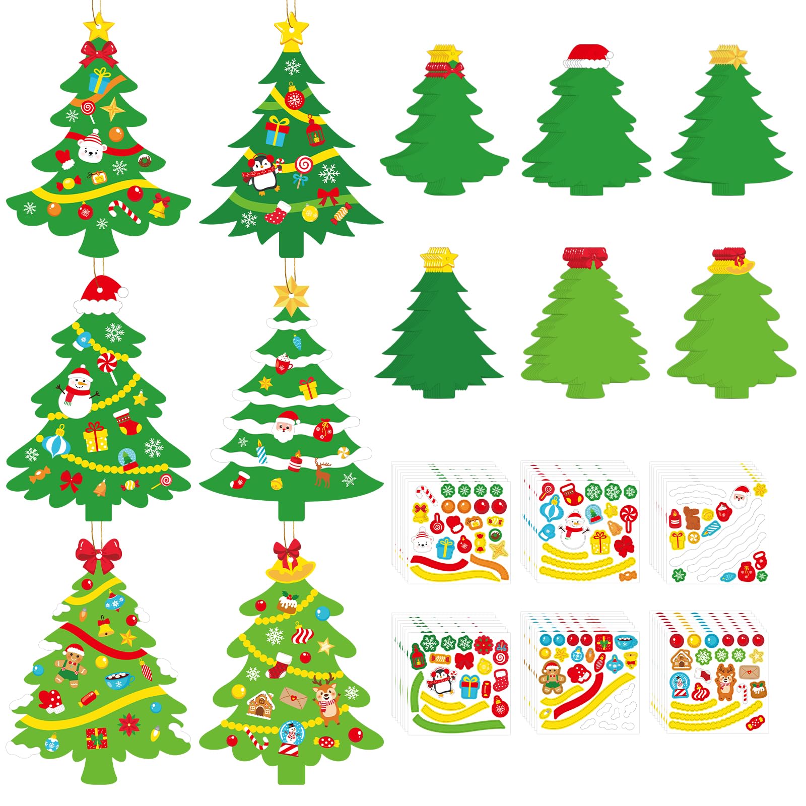 48 Set Christmas Picture Frame Craft Kit - DIY Holiday Tree & Flower Pot Decorations