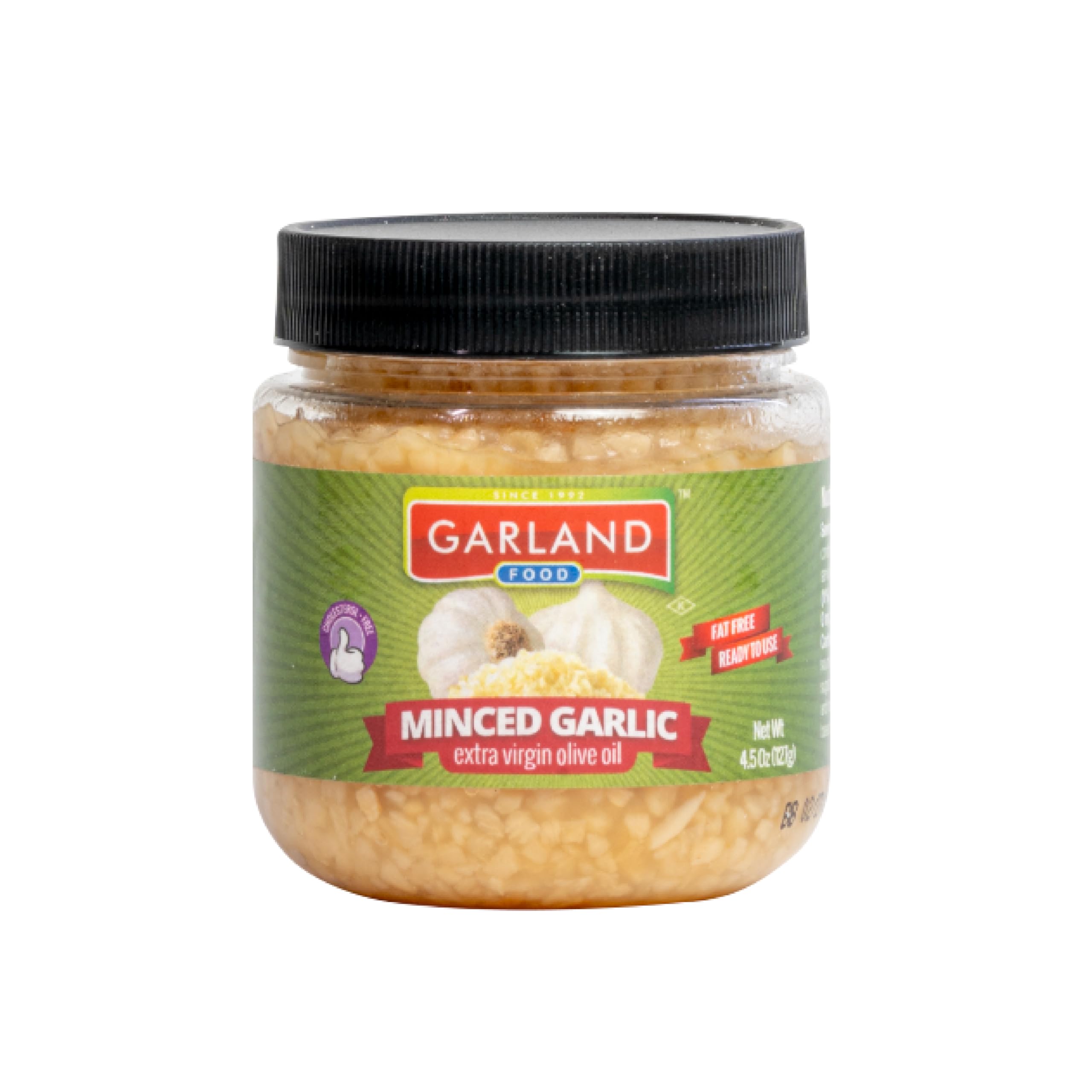 Garland Food Minced Garlic in Jar in Olive Oil 4.5 oz – Made in the USA – Minced Garlic in Olive Oil Ready to Use for Cooking & Marinades