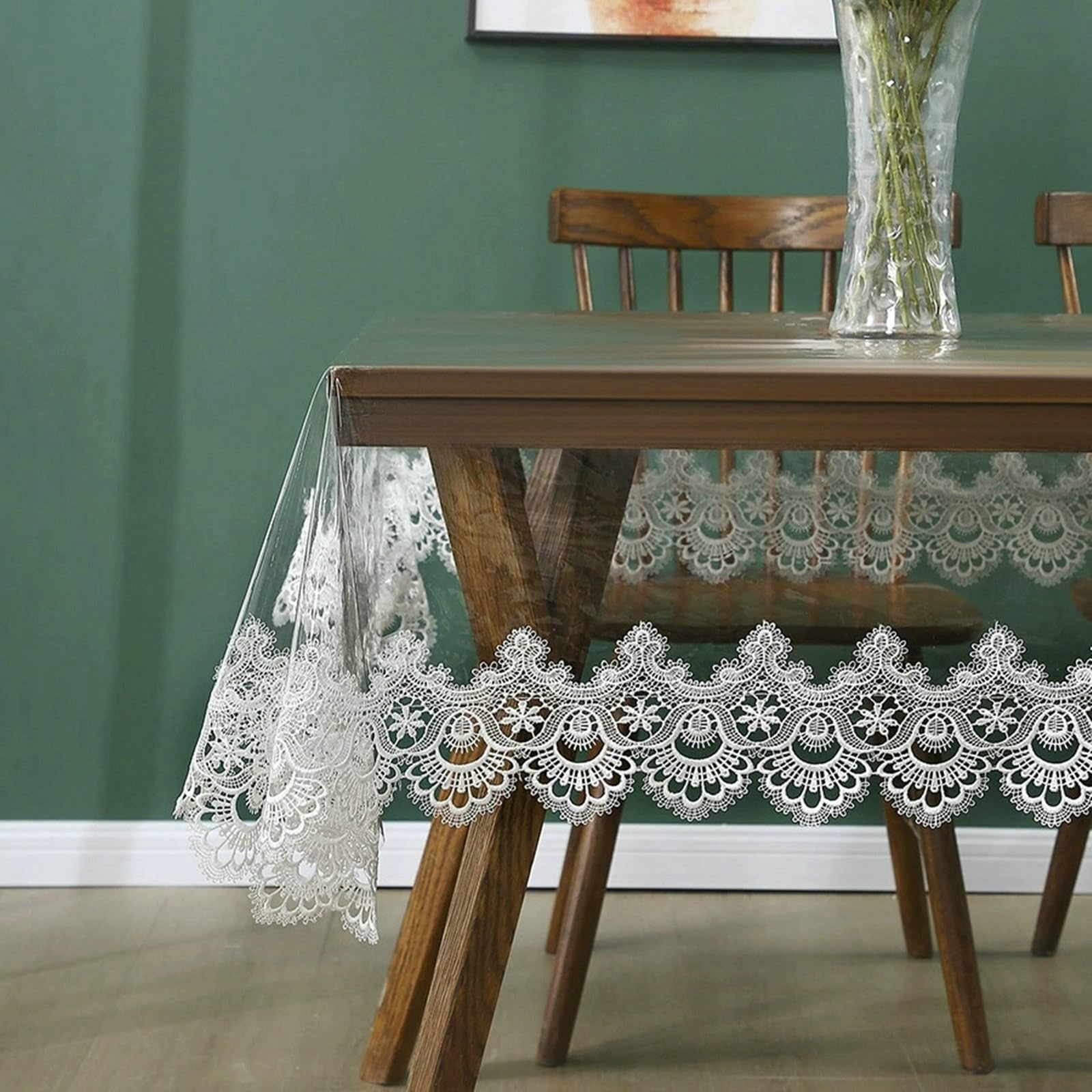 Mantel rectangular de PVC, 180 x 350 cm, color blanco