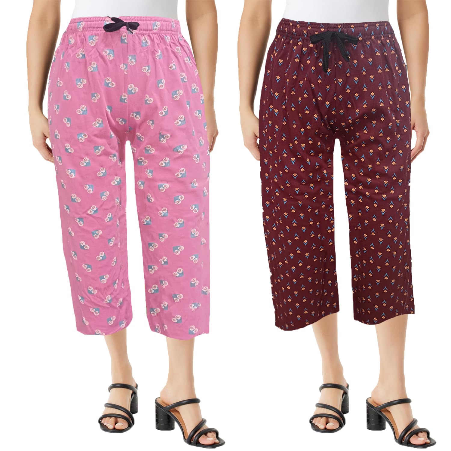 Women Regular Fit Capri Pack of 2 (28 to 36 Inch) (Prints May Vary)-image-27