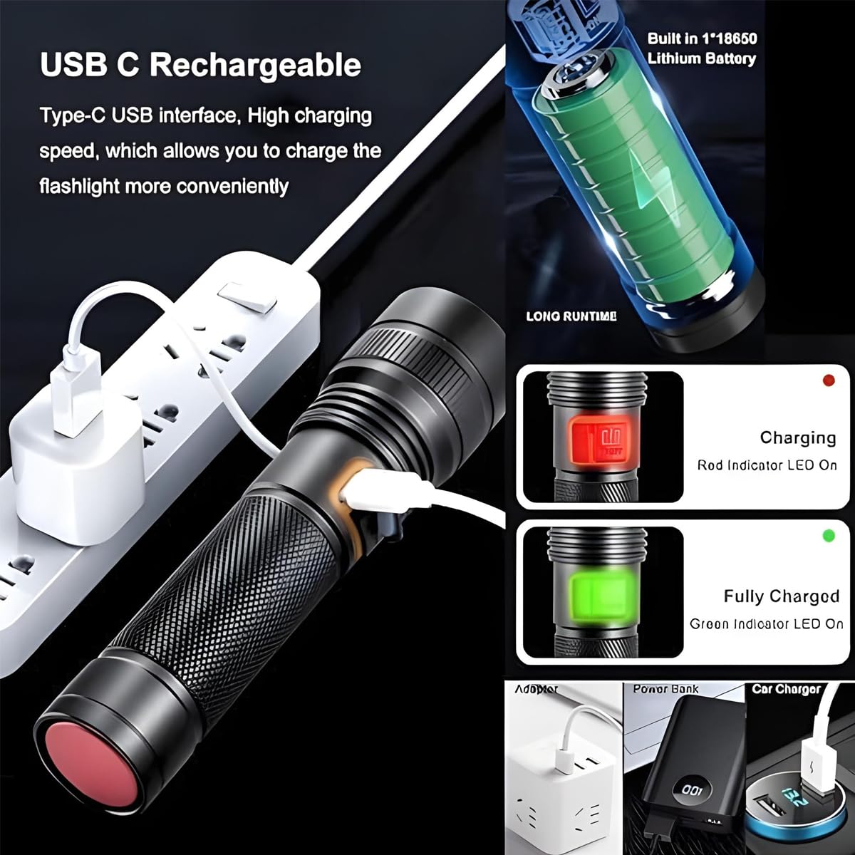 10000 Lumen Rechargeable Flashlight - Camping & Emergency -2 10000 Lumen Rechargeable Flashlight - Camping & Emergency -2