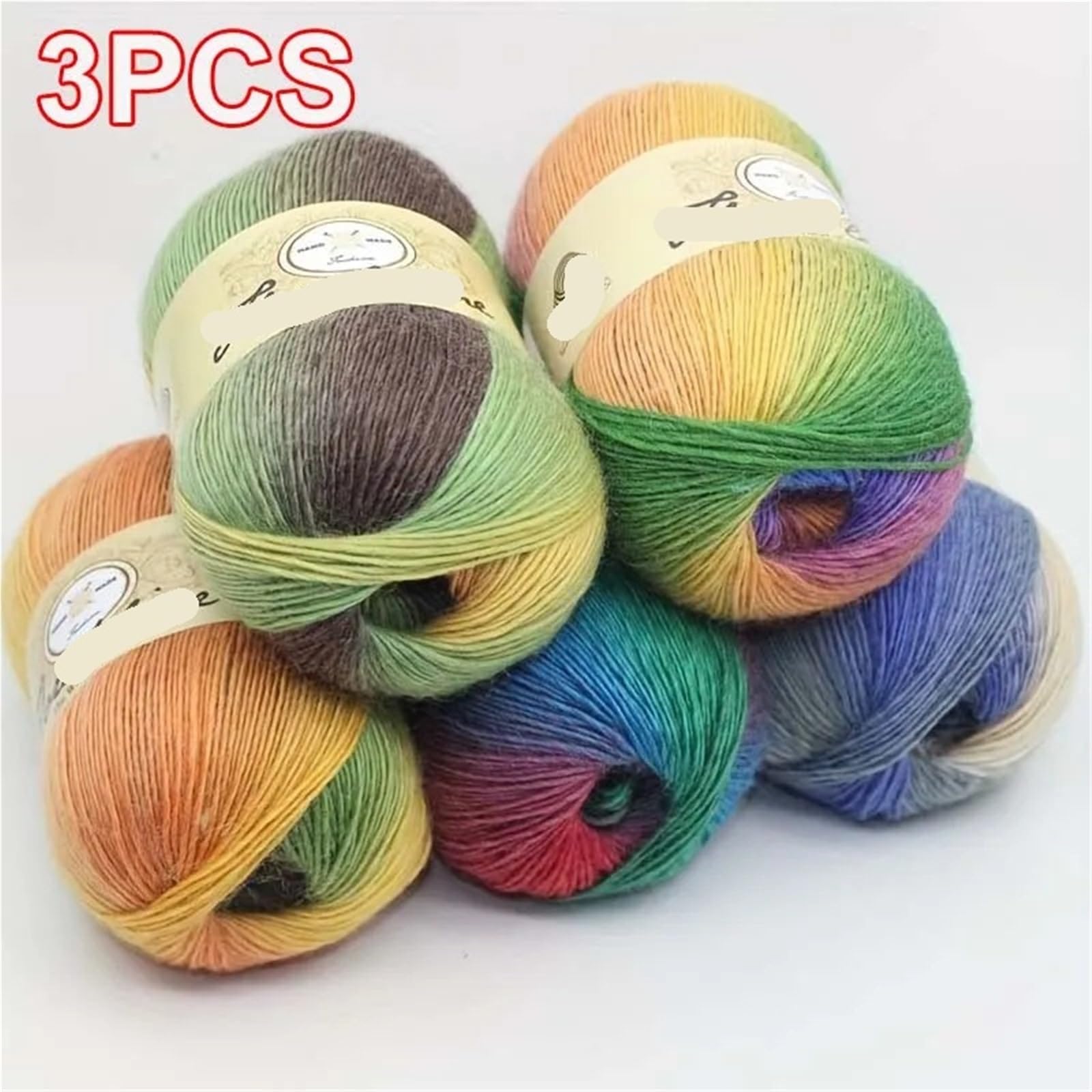 Hilo degradado 3 uds 100g hilo de lana colorido degradado for tejer a mano bufandas sombrero hilos Crochet y chal manta suéter calcetín línea para suéteres, bufandas(Set2)