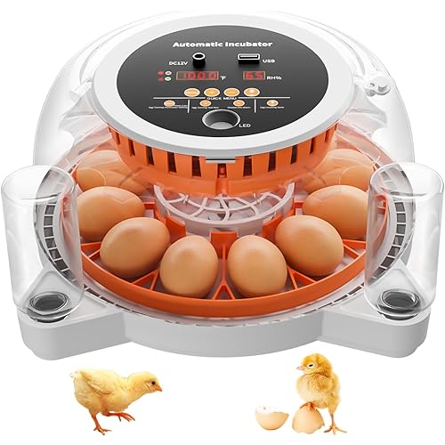 Incubators for Hatching 12 Eggs, Egg Incubator with Automatic Egg Turning and Humidity Control, Egg Candler, Incubator for Hatching Chicken, Quail, Duck Eggs