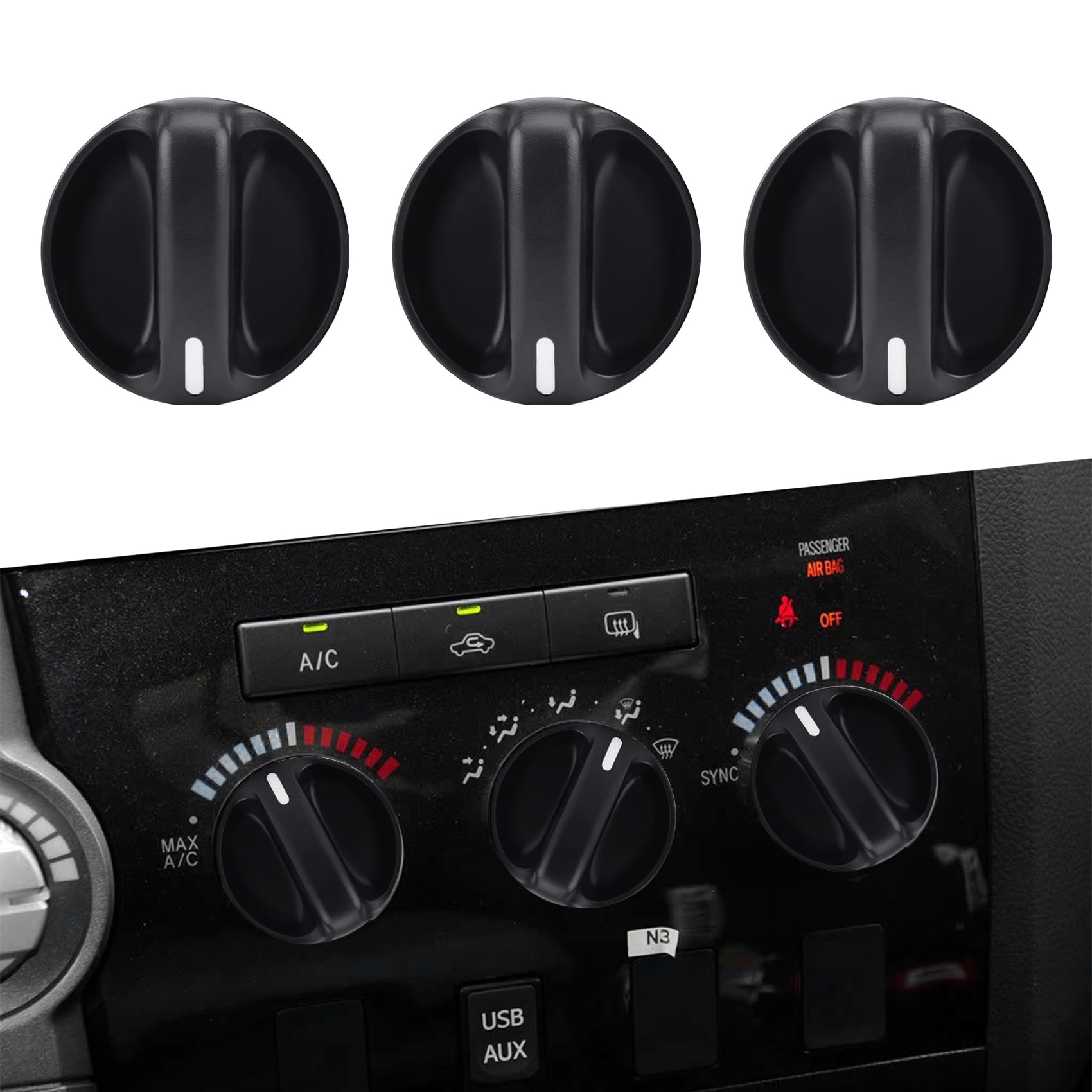 3Pcs AC Heater Blower Fan Control Knob, Climate Control Knob 55905-0C010 Replacement for Toyota Tundra 2000 2001 2002 2003 2004 2005 2006