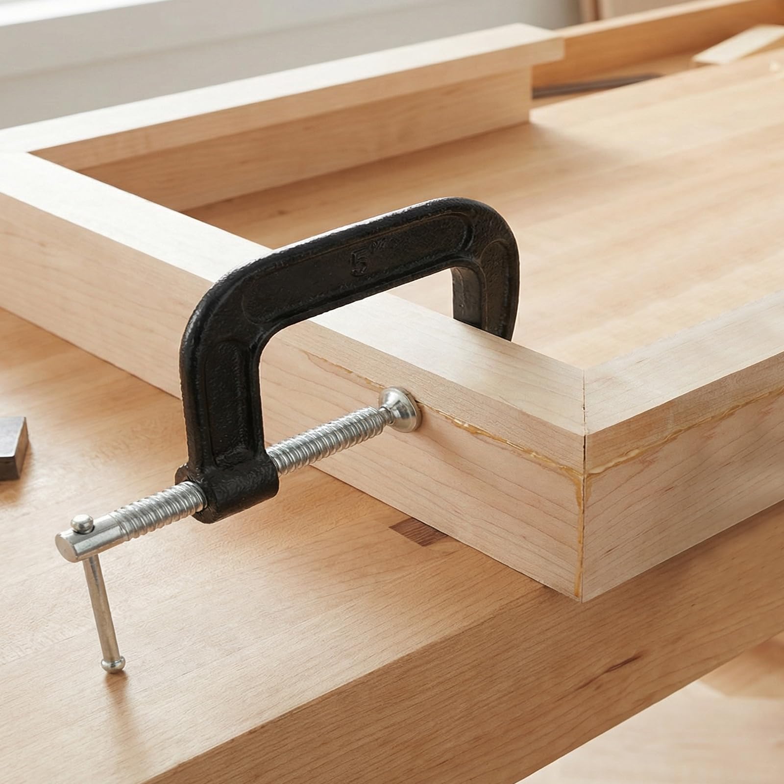 SOUJAP Confezione da 4 morsetti a C da 12,7 cm, morsetto a G in metallo, resistenza industriale per lavorazione del legno e saldatura, nero, apertura ganascia 125 mm, profondità 55 mm