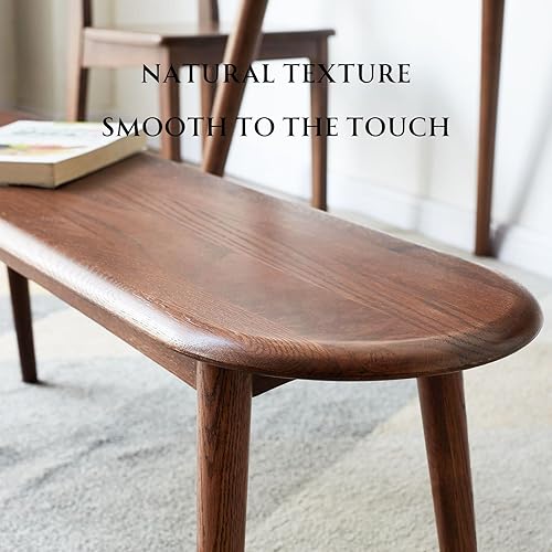 Miniatura 8 de Banco de comedor de interior 100% roble macizo, banco de madera para el extremo de la cama con esquinas redondeadas de seguridad, bancos de entrada