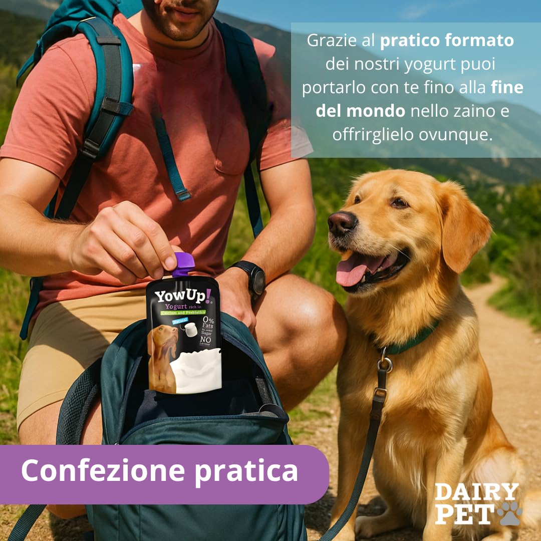 Yogur para Perro YowUp! con Prebióticos | Snack Funcional Saludable | Sin Lactosa, Bajo en Grasa | Pack 10x115g | Chuches Naturales Digestivas