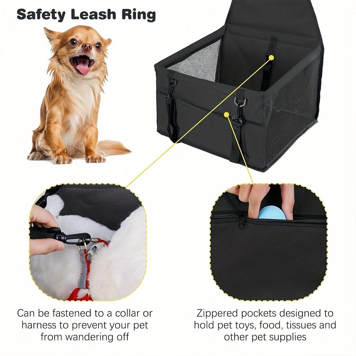 Alfombrilla impermeable y transpirable para asiento de coche, tela Oxford lavable con bolsa de transporte para seguridad de mascotas en el coche