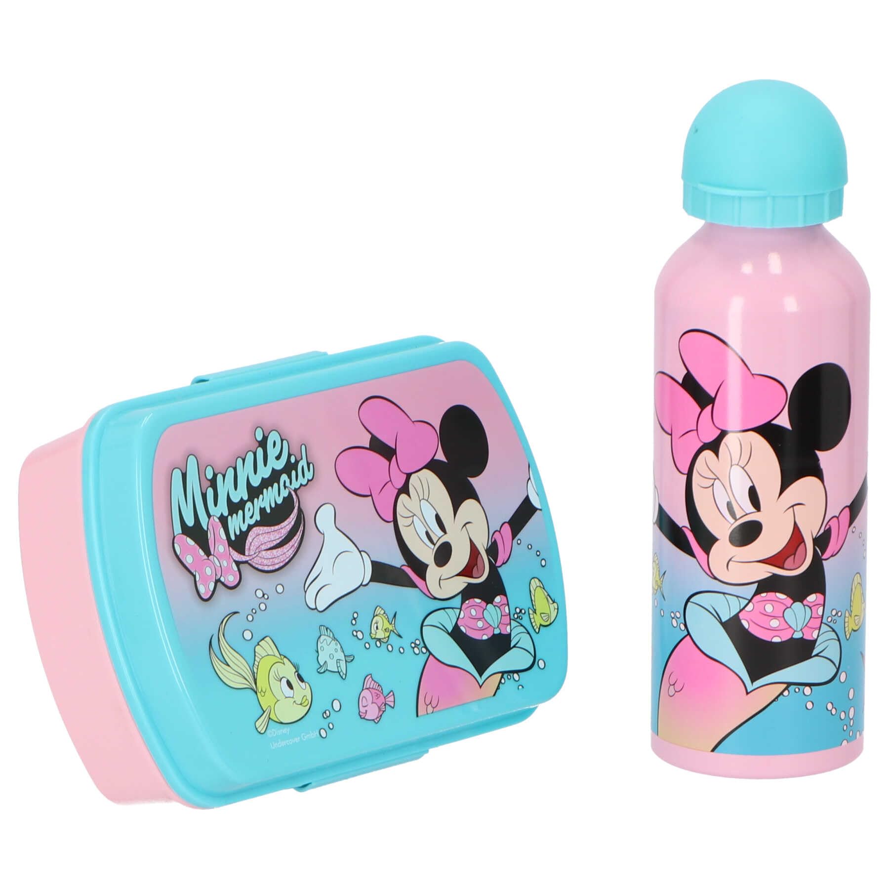 Girls Minnie Mouse 2 PIECE Lunch Box + Aluminium Canteen 500ML