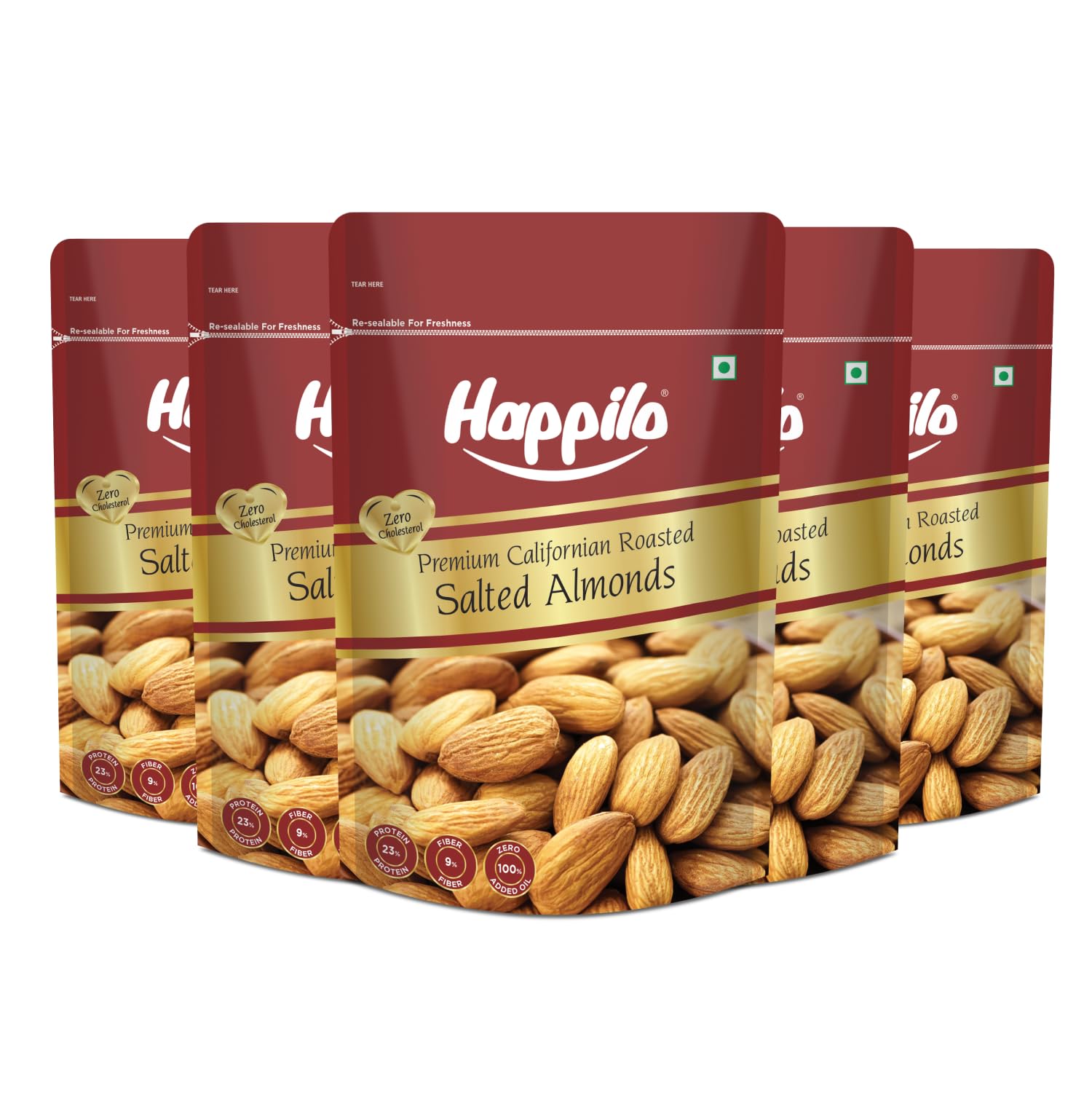 Happilo Premium Californian Almonds Roasted & Salted 200 g (Pack of 5) | Badam Dry Fruit | High Protein Snack & Super Healthy Crunchy Nuts | Freshly Roasted & Lightly Salted (B077FZF32X) Amazon Price History, Amazon Price Tracker