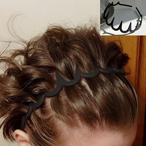 Miniatura 4 de 8 diademas de plástico antideslizantes y sin esfuerzo con peine de dientes, bandas negras para el cabello para mujeres, hombres, adolescentes,