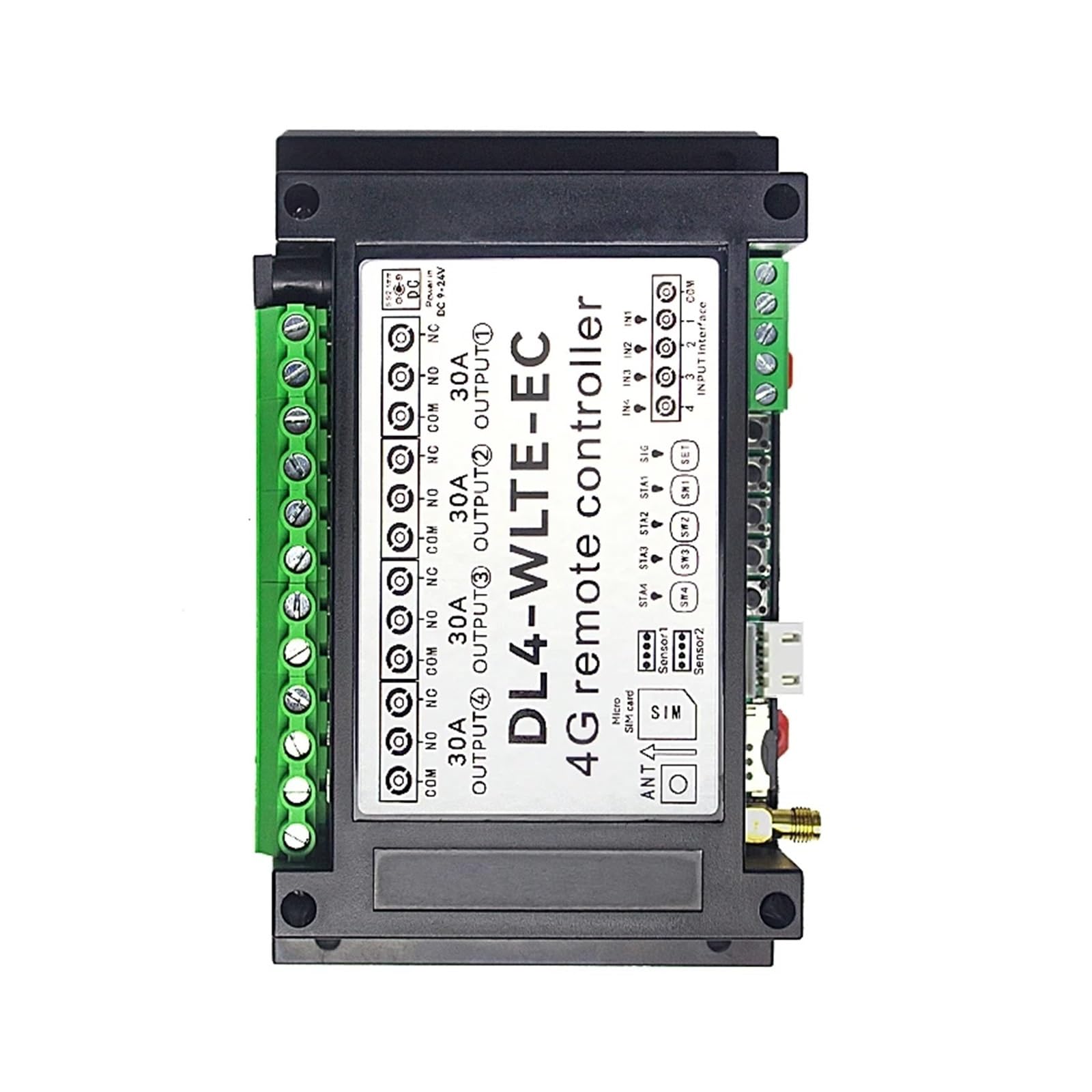 Zestaw do otwierania bramy, Inteligentny GSM 4G LTE 4-kanałowy kontroler DL4 SMS zdalne włączanie/wyłączanie 30A duża moc łącznik przekaźnikowy Monitor temperatury Alarm awarii zasilania(KIT2)
