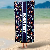Vista 21 de Personalized Beach, Pool, Bath Towel for Kids - Robots, Custom Name/Text, Quick-Dry/Absorbent for Summer/Vacation/Children's Bathroom, Customized
