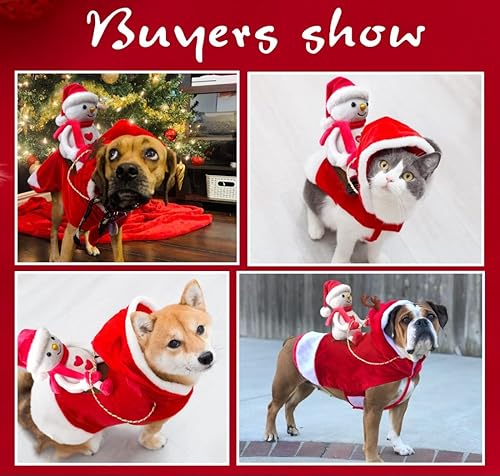Miniatura 2 de Idepet Disfraz de muñeco de nieve para perro abrigo para cosplay de Navidad chaleco con capucha de invierno ropa de Papá Noel para decoración de