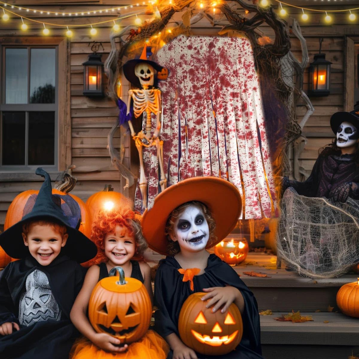 3 Piezas Cortinas Decorativas para Puertas de Halloween, 1 * 1.65M Cortinas Sangrientas de Halloween, Cortinas de Puerta Espeluznantes con Impresiones de Mano Sangrientas para casa embrujada y fiestas