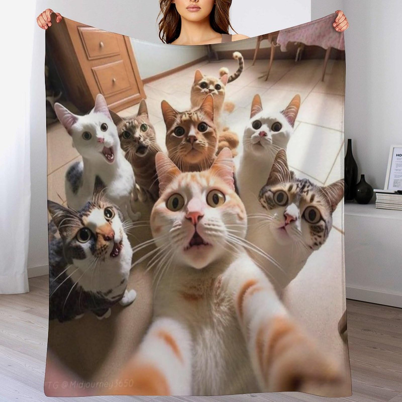 Couverture chat douce 130x180cm idéale pour vos soirées cocooning et moments de détente au salon