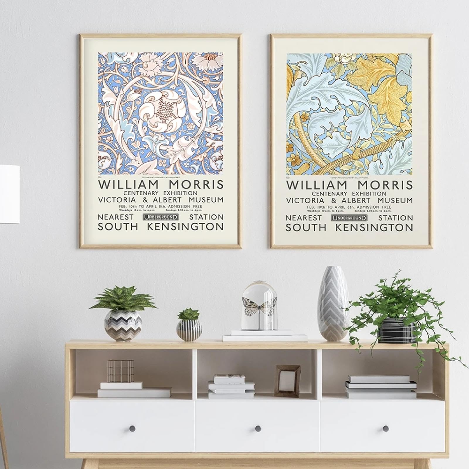 FOKTMS Stampa su tela di William Morris The Victoria and Albert Museum Exhibition Poster London Underground Art Painting Wall Decor 60 x 80 cm x3 senza cornice