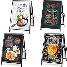USCNC 4 Pack 24 x 36 Heavy Duty Slide-in Folding A-Frame Sidewalk Sign Black Coated Steel Metal Double-Sided Pavement Sign Frame only