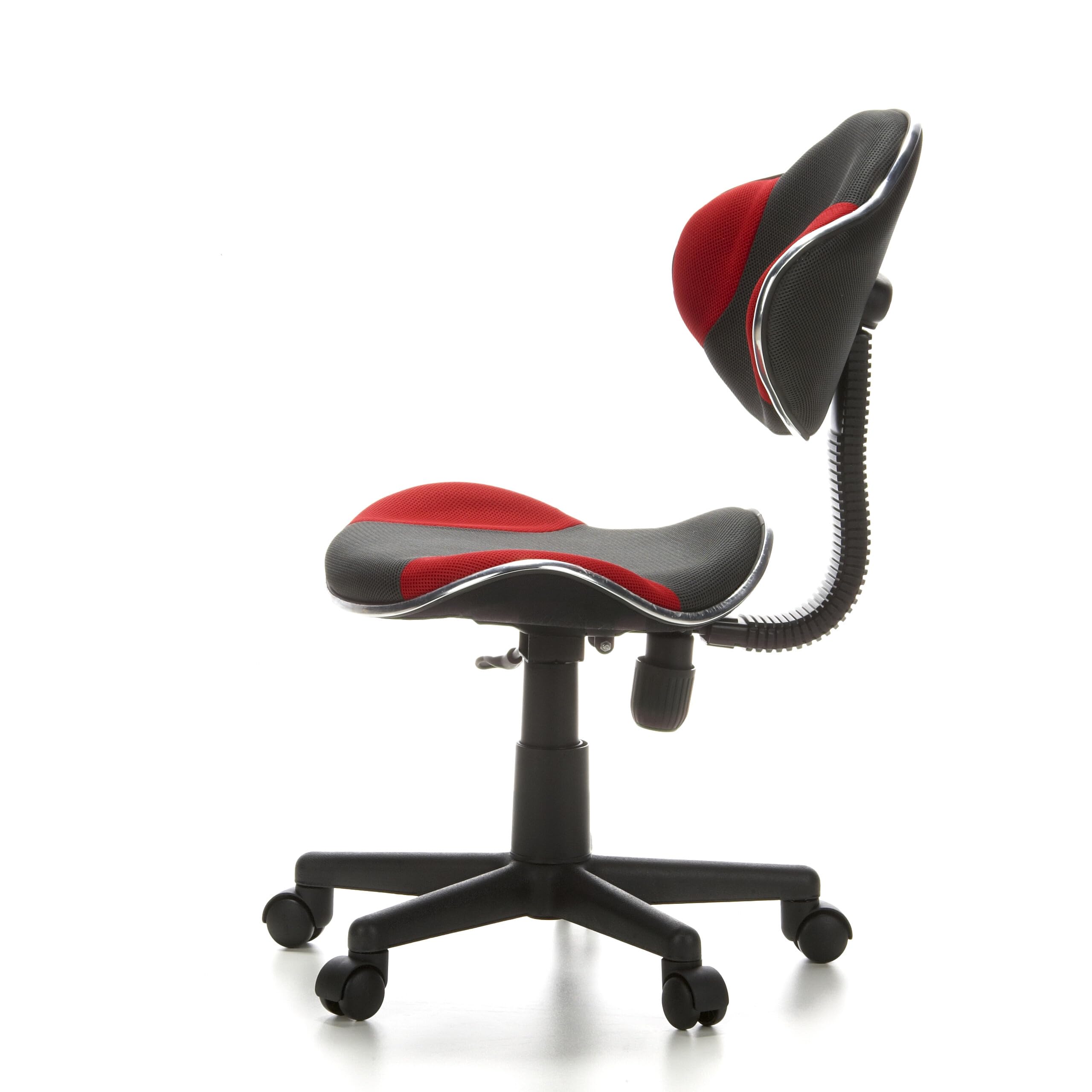 hjh OFFICE 633002 Silla Escritorio para niños KIDDY GTI-2 Tejido Gris/Rojo, ergonómico Silla Juvenil, Altura Ajustable